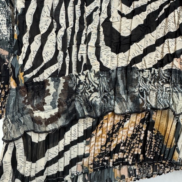 Alberto Makali Size Large Art-to-Wear Crinkle Blouse Shirt Top Animal Print Y2K - Picture 3 of 9